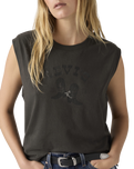 Graphic Boxy Vest in Pirate Black