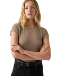 The Levi's® Womens Dry Goods Waffle Cap T-Shirt in Taupe Gray Heather Bros