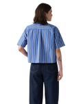 The Levi's® Womens Harlie Cropped Shirt in Double Dutch Stripe Nautical Blue