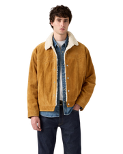 Western Suede Sherpa Jacket in Evening Sun Trucker