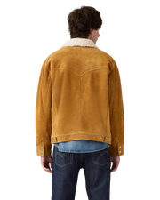 Western Suede Sherpa Jacket in Evening Sun Trucker