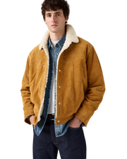 Western Suede Sherpa Jacket in Evening Sun Trucker