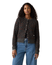 The Levi's® Womens Tara Wooly Cardigan in Dilara Leopard Charcoal