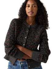 The Levi's® Womens Tara Wooly Cardigan in Dilara Leopard Charcoal