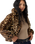 Elle Sherpa Jacket in Muriel Faux Leopard Black Amber
