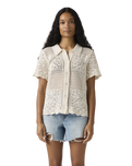 Susanna Floral Crochet Shirt in Egret