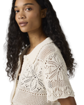 Susanna Floral Crochet Shirt in Egret