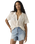 Susanna Floral Crochet Shirt in Egret