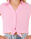 Girls Premium Surf Woven T-Shirt in Bright Pink