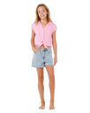 Girls Premium Surf Woven T-Shirt in Bright Pink