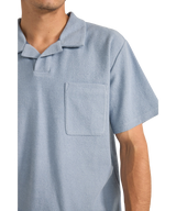 The Rhythm Mens Vintage Terry Polo Shirt in Slate