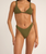 The Rhythm Womens Isla Rib Skimpy Bikini Bottoms in Ivy