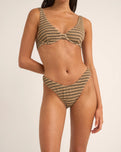 The Rhythm Womens Sol Stripe Hi Cut Bikini Bottoms in Black