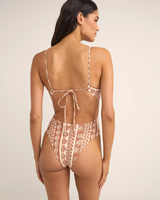 The Rhythm Womens Seafarer Tie Back Minimal One Piece Swimsuit in Brown