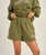 The Rhythm Womens College Fleece Walkshorts in Olive