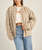 The Rhythm Womens Luca Oversized Check Bomber Jacket in Blue