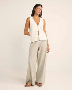 The Rhythm Womens Valley Stripe Wide Leg Trousers in Ivy