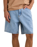 The Rhythm Mens Toby Denim Walkshorts in Stone Wash