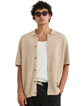 The Rhythm Mens Textured Knit Shirt in Stone