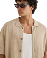 The Rhythm Mens Textured Knit Shirt in Stone