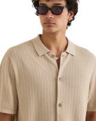 The Rhythm Mens Textured Knit Shirt in Stone