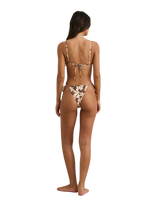 Melia Floral Gathered Tie Side Itsy Bikini Bottoms in Chocolate