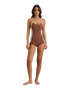 Lily Rib Cross Back Surf Short One Piece Swimsuit in Chocolate