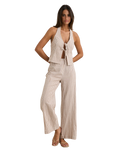 The Rhythm Womens Louise Tie Front Halter Top in Tan