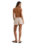 The Rhythm Womens Valley Stripe Shorts in Tan