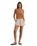 The Rhythm Womens Valley Stripe Shorts in Tan