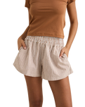 The Rhythm Womens Valley Stripe Shorts in Tan