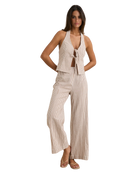 The Rhythm Womens Louise Wide Leg Trousers in Tan