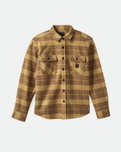 The Brixton Mens Bowery Heavyweight Flannel Shirt in Curry Yellow & Pinecone Brown