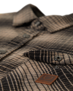 The Brixton Mens Builders Bowery Flannel Overshirt in Black & Cinder Grey