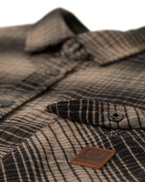 The Brixton Mens Builders Bowery Flannel Overshirt in Black & Cinder Grey
