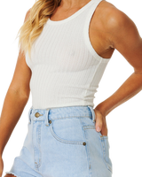 The Rip Curl Womens Amy High Waist Denim Shorts in Light Blue