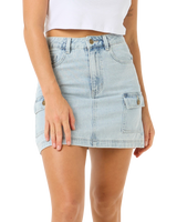 The Rip Curl Womens Las Dalias Denim Mini Skirt in Vintage Blue