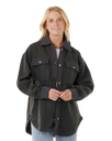 High Tide Fleece Shacket in Washed Black