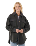 High Tide Fleece Shacket in Washed Black