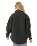 High Tide Fleece Shacket in Washed Black