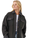 High Tide Fleece Shacket in Washed Black