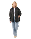 High Tide Fleece Shacket in Washed Black