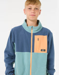 The Rip Curl Boys Boys Raw Energy Block Zip Fleece Jacket in Blue Lagoon