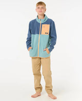 The Rip Curl Boys Boys Raw Energy Block Zip Fleece Jacket in Blue Lagoon