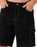 The Rip Curl Mens Classic Surf Cord Cargo Walkshorts in Black