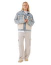 The Rip Curl Womens Artist Of The Search Cruisin' Sherpa Denim Jacket in Washed Blue
