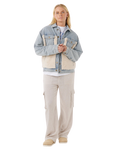 The Rip Curl Womens Artist Of The Search Cruisin' Sherpa Denim Jacket in Washed Blue