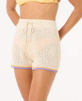 The Rip Curl Womens Cala Vadella Crochet Walkshorts in Off White