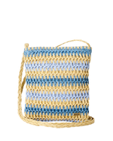 Crochet Mini 2.7L Cross Body Bag in Blue & Natural