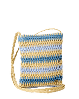 Crochet Mini 2.7L Cross Body Bag in Blue & Natural